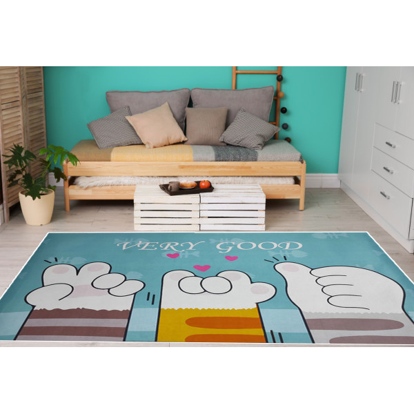 Дитячий безворсовий яскравий килим Лапки 80х120 см