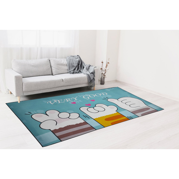 Дитячий безворсовий яскравий килим Лапки 140х200 см